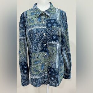 Tommy hilfiger paisley Patch Women’s shirt Size L